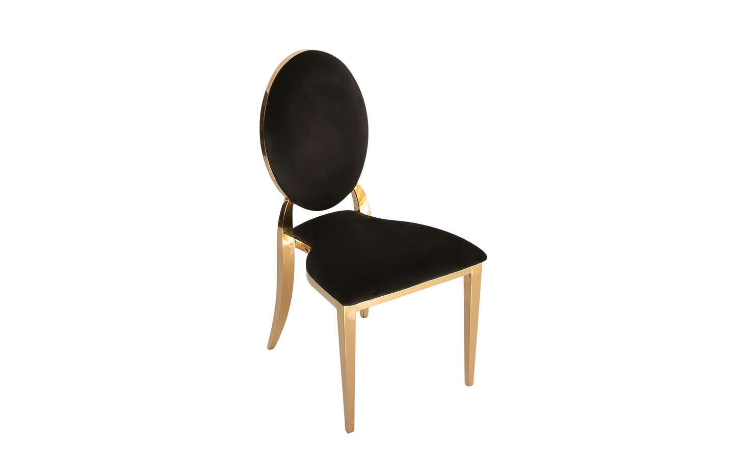 gold rim black velvet chair