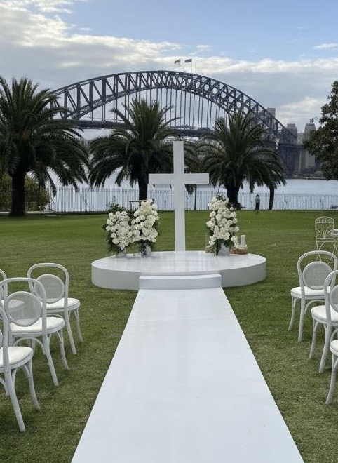 Ceremony cross - Outdoor Wedding Aisles White wooden cross event hire